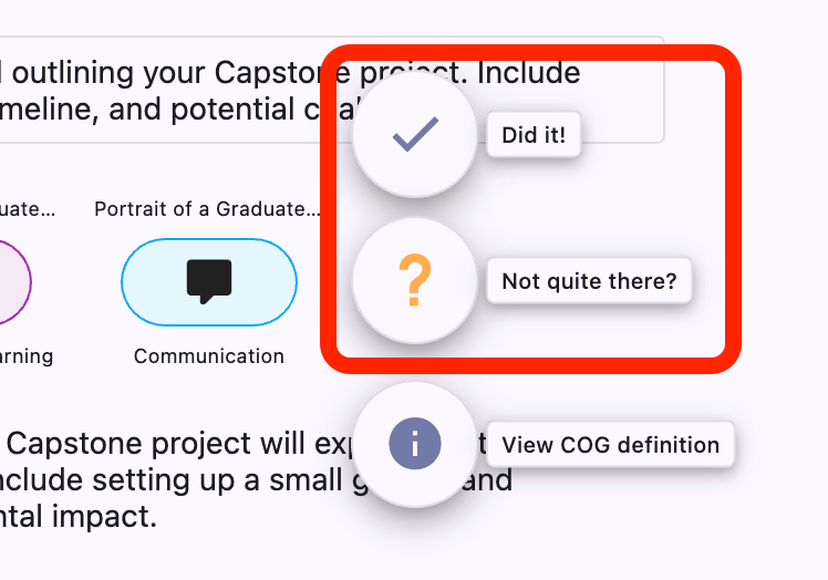Did it and Not Quite There buttons