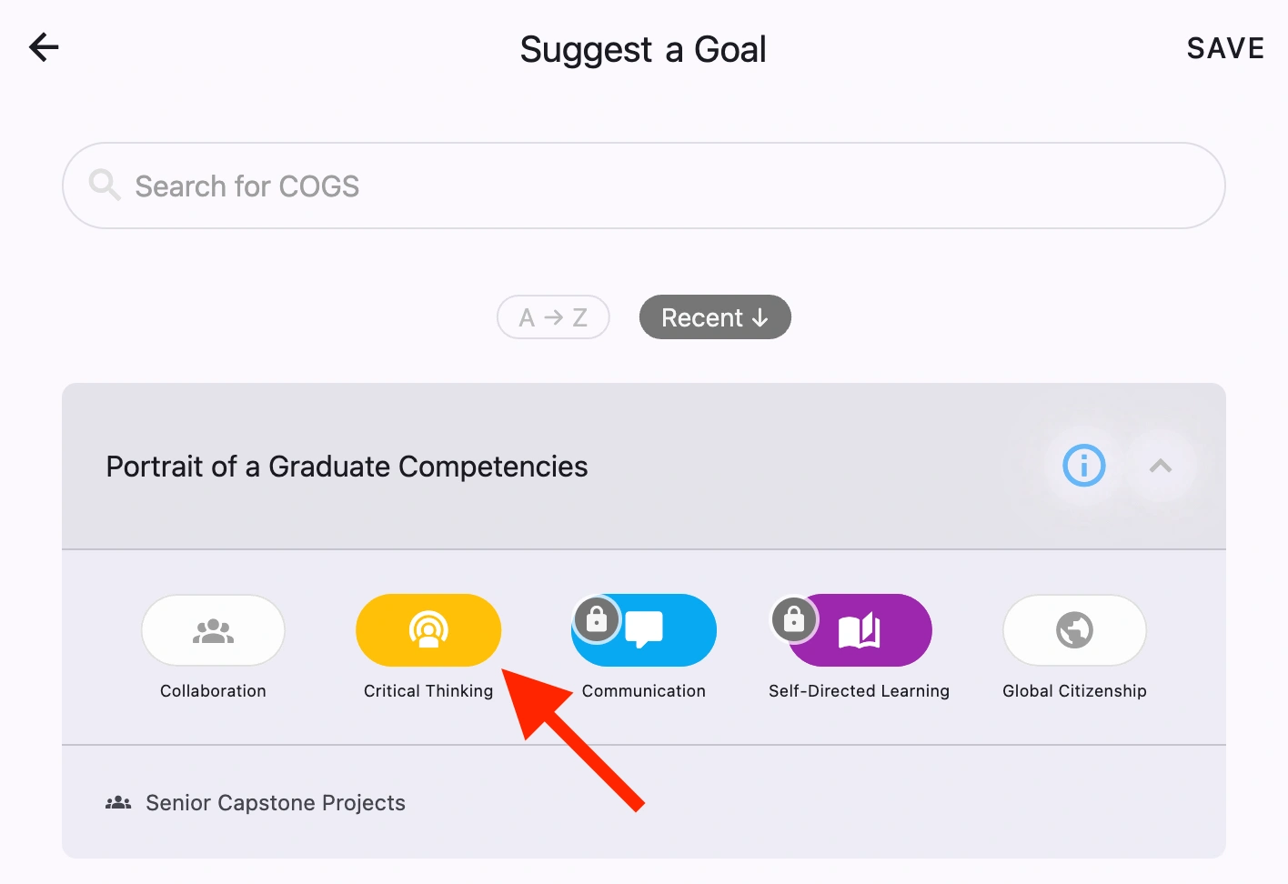 Choose suggested COG(s)