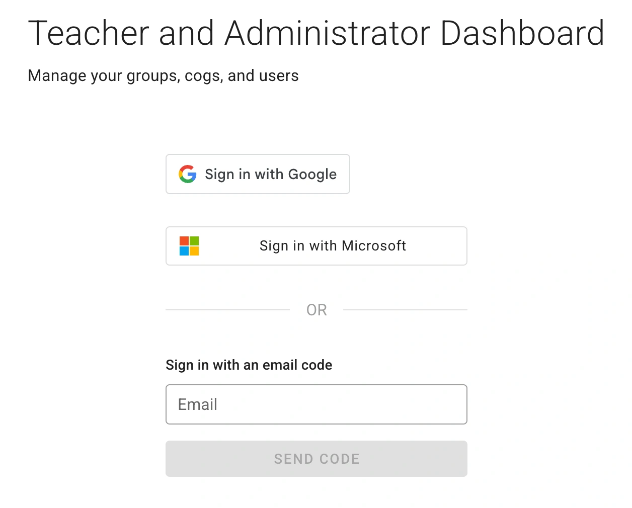 Sign in to the Admin Dasboard