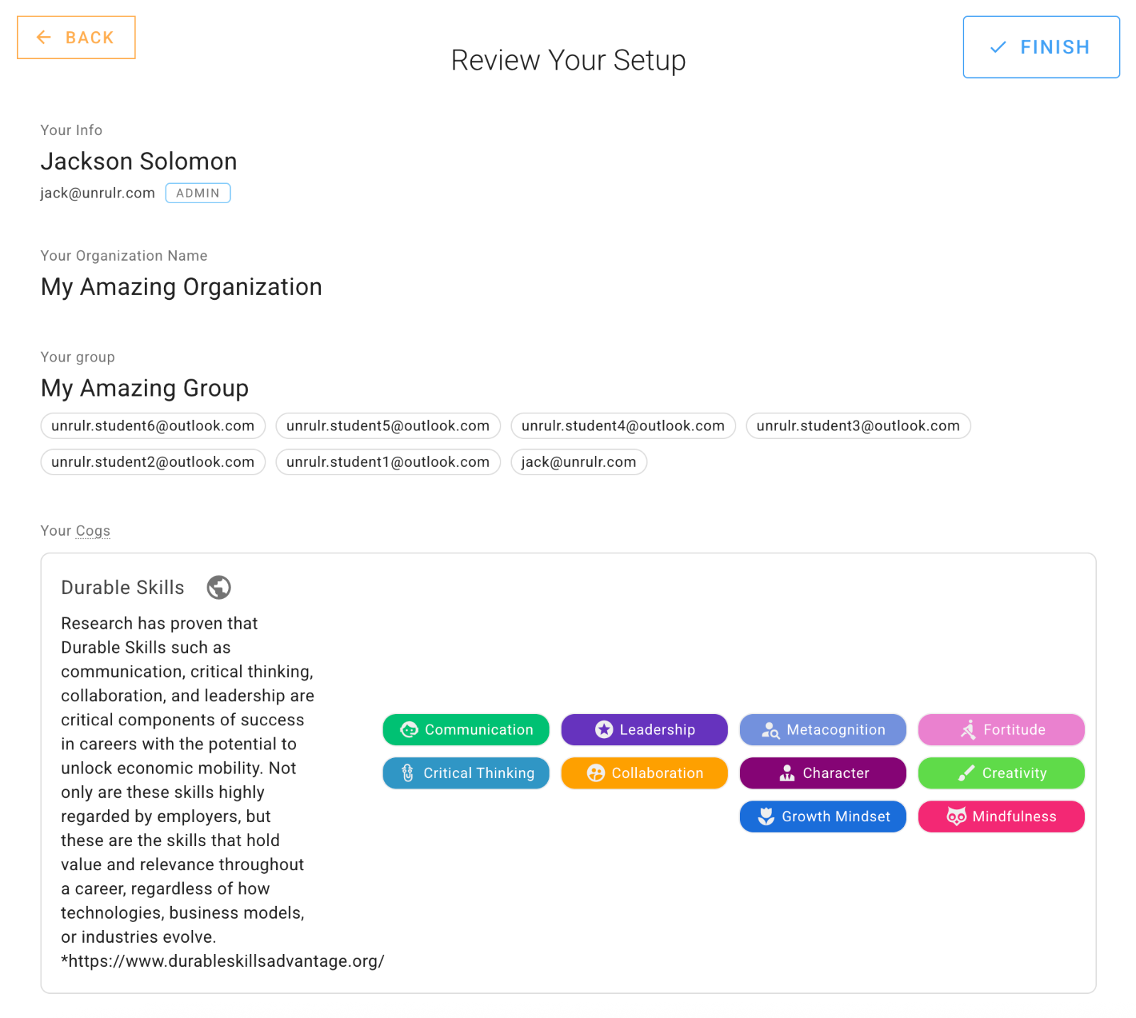 Review your new Unrulr org setup