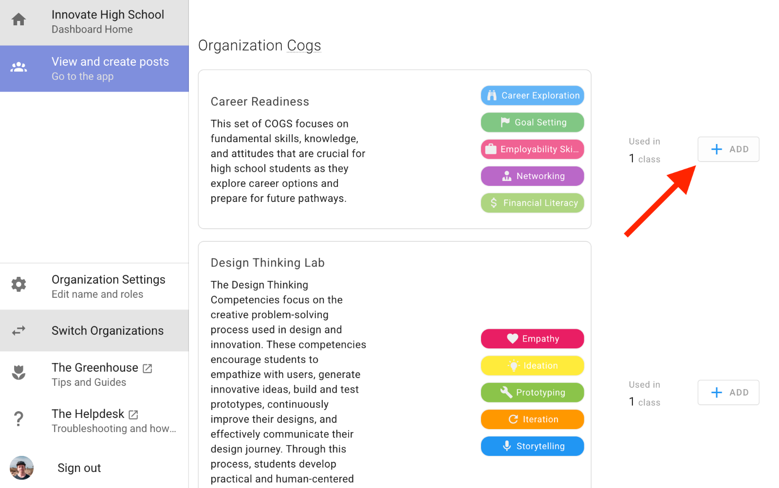 Add an existing COGS set