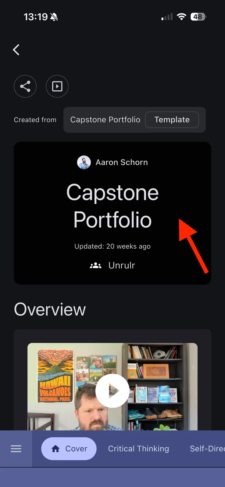 Tap and long press on portfolio on mobile