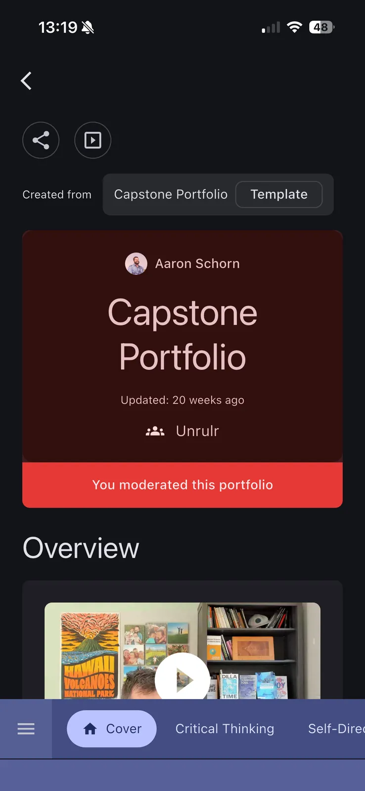 Moderated portfolio on mobile