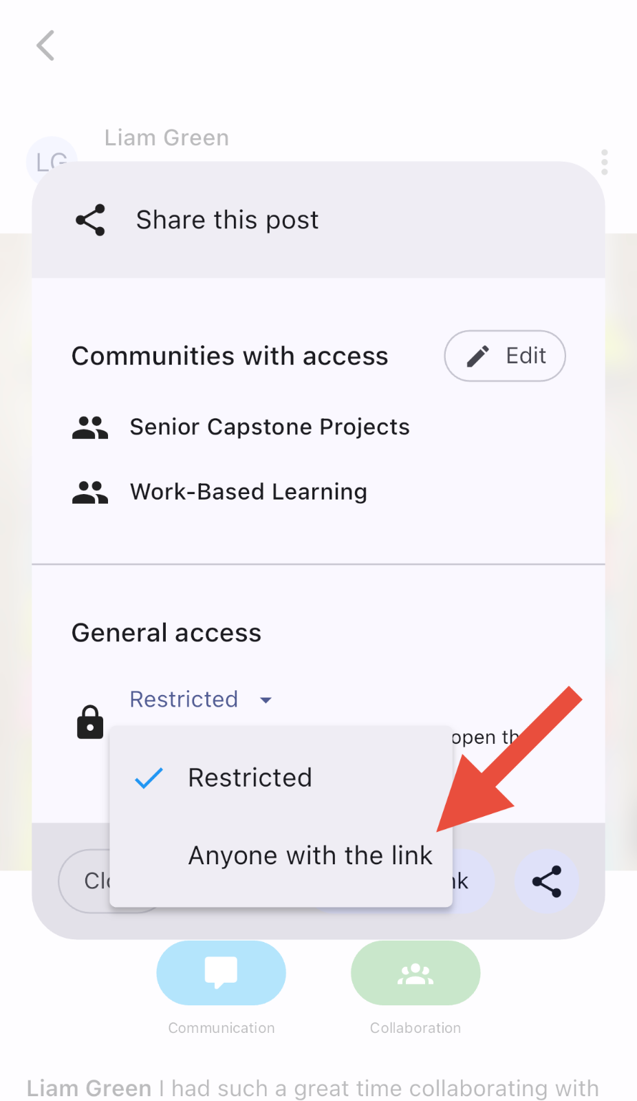 Post Sharing Options