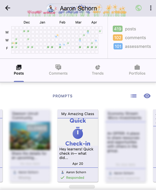 Student Profile Prompts Section