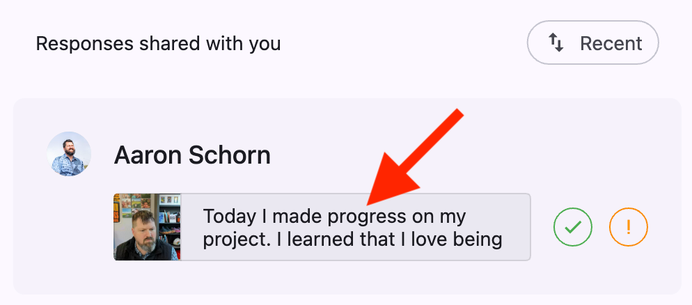 Student response to a Prompt