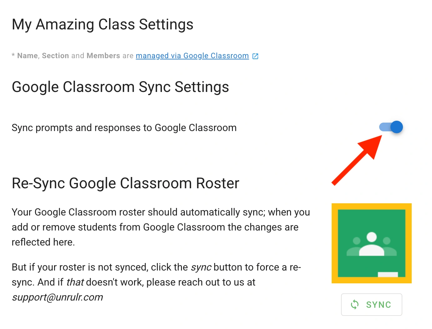 Sync prompts and responses toggle
