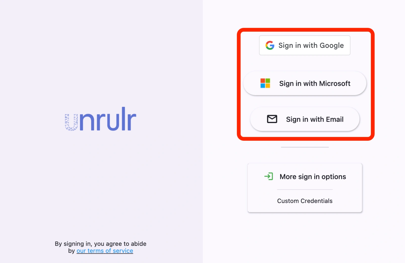 Unrulr Sign In Options