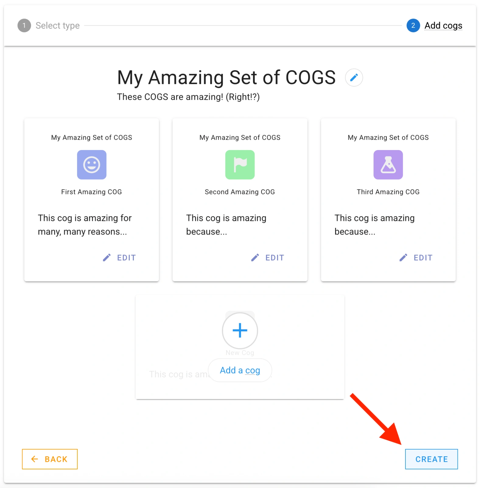 Finish creating your COGS set