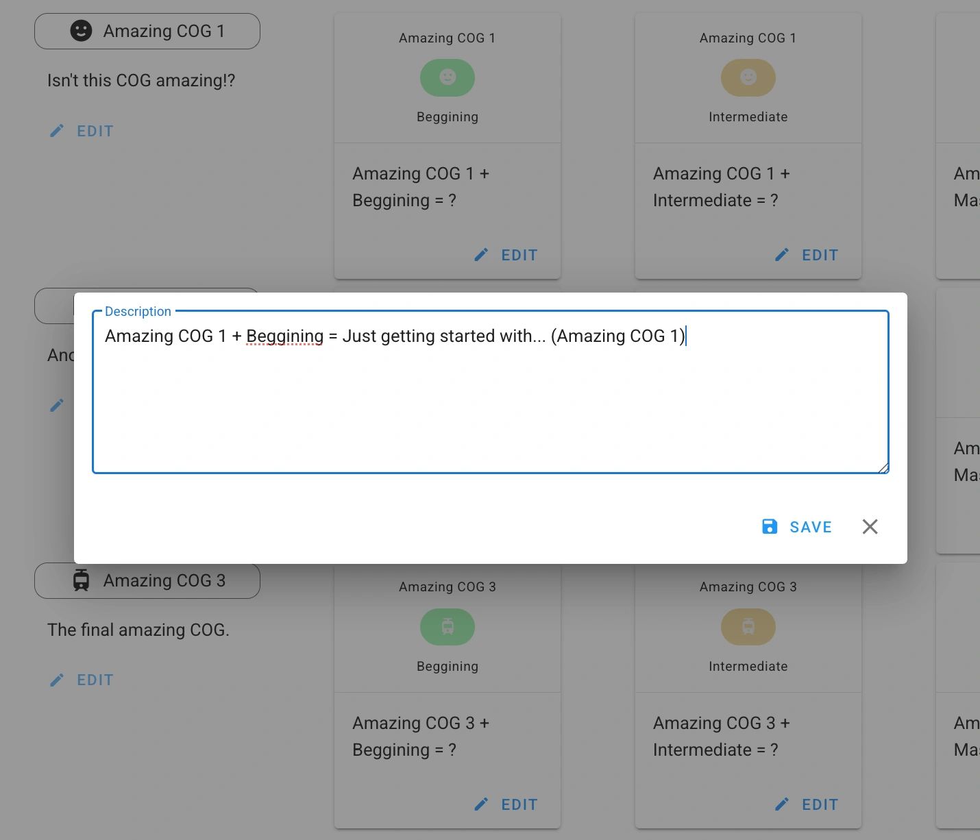 Add a Description to a COG/Level Pair